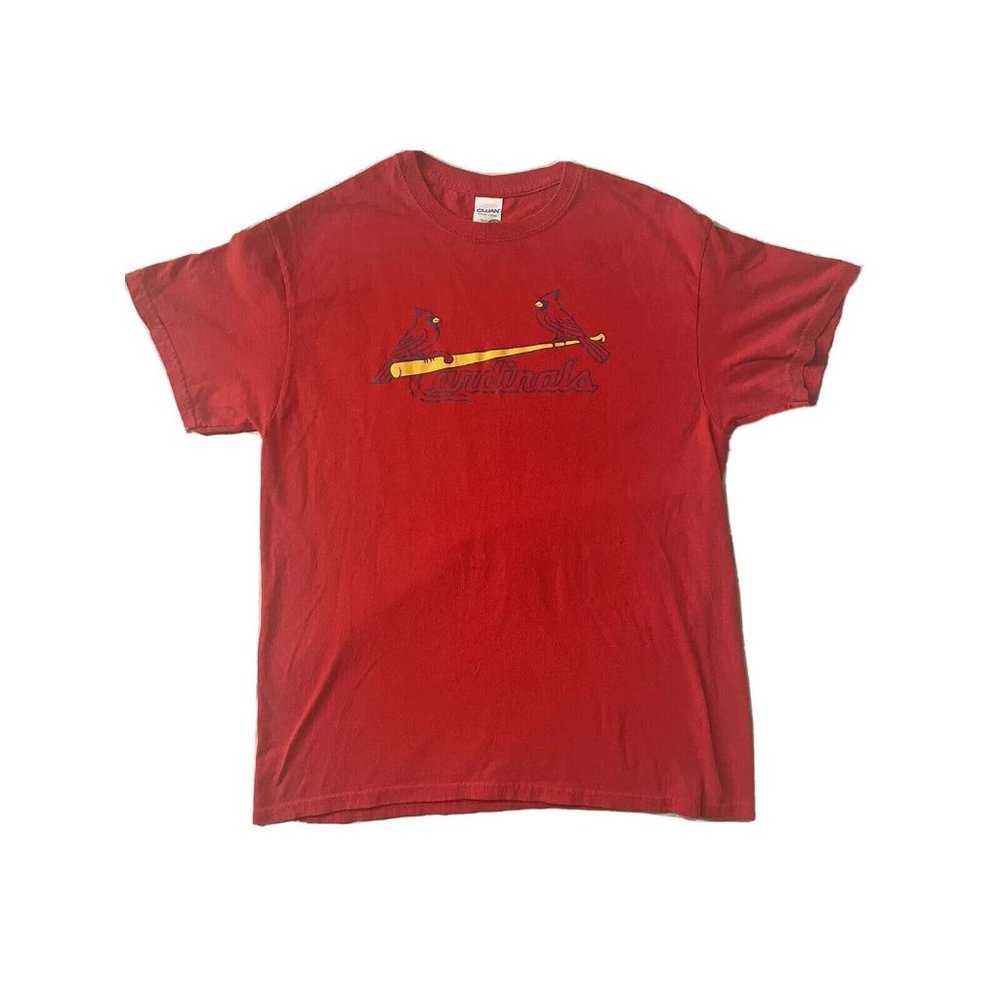 St Louis Cardinals MLB Red Logo Two Birds Spell Out Sportswear T Shirt Sz M